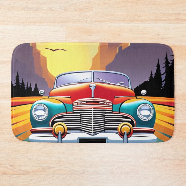 Artikelvorschau, Retro-Auto fährt vor einem Sonnenuntergang entworfen und verkauft von toonydesigns.