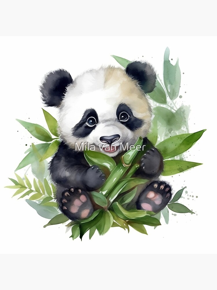 Giant Panda Eating Bamboo Throw Pillow