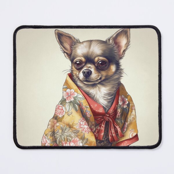 Item preview, Cute Chihuahua Dog In Japanese Kimono Robe Illustration designed and sold by ImaginariumTees.