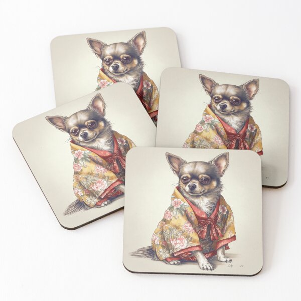 Item preview, Cute Chihuahua Dog In Japanese Kimono Robe Illustration designed and sold by ImaginariumTees.