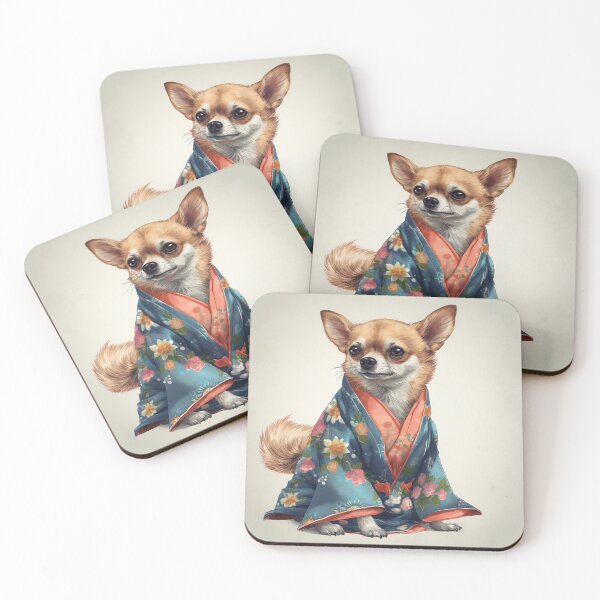 Item preview, Cute Chihuahua Dog In Japanese Kimono Robe Illustration designed and sold by ImaginariumTees.