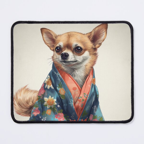 Item preview, Cute Chihuahua Dog In Japanese Kimono Robe Illustration designed and sold by ImaginariumTees.