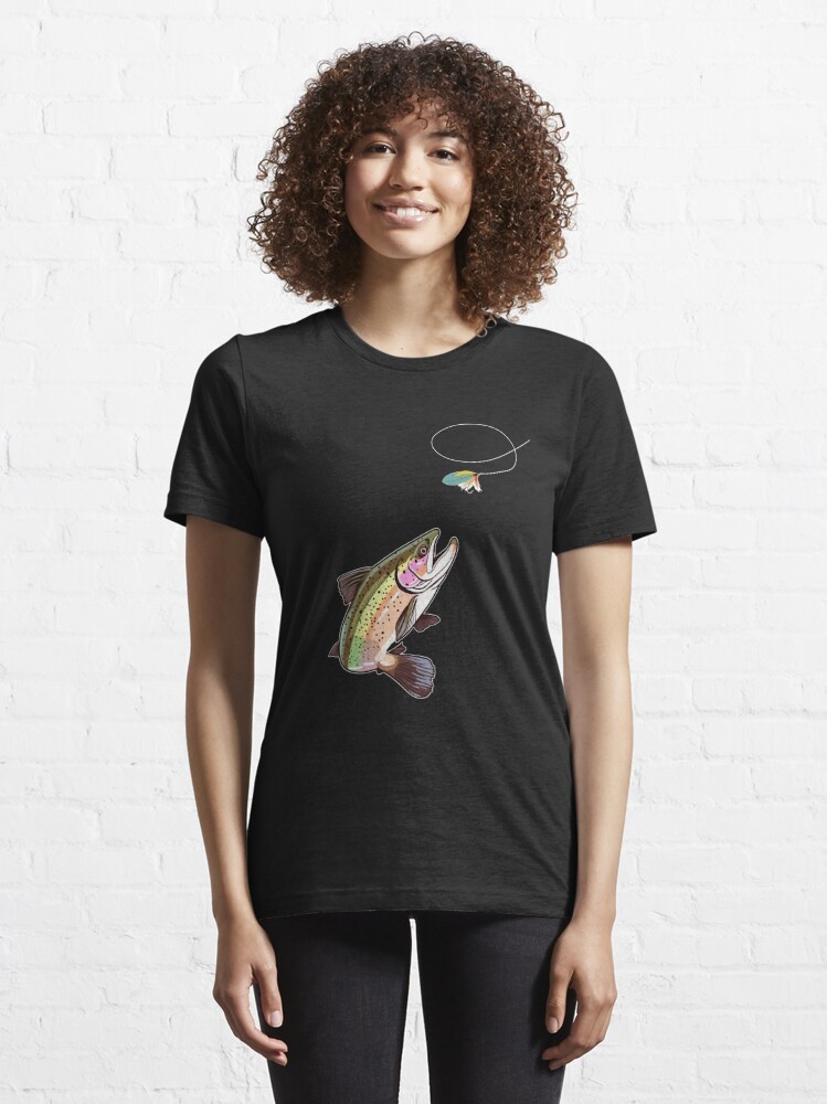 Trout Fly Fishing - Trout Biting a Fly Lure Adventures Essential T-Shirt  for Sale by Cedinho