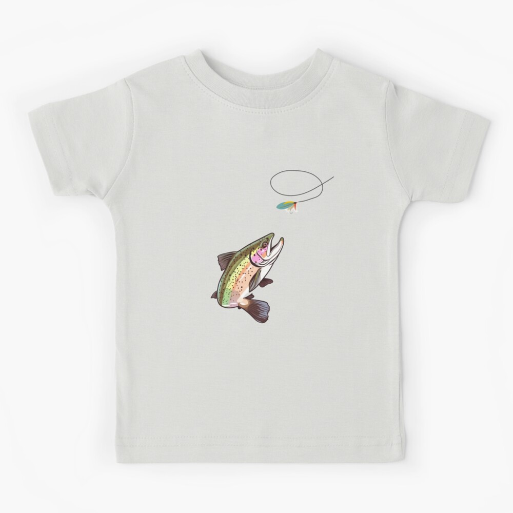 Trout Fly Fishing - Trout Biting a Fly Lure Adventures Kids T-Shirt for  Sale by Cedinho