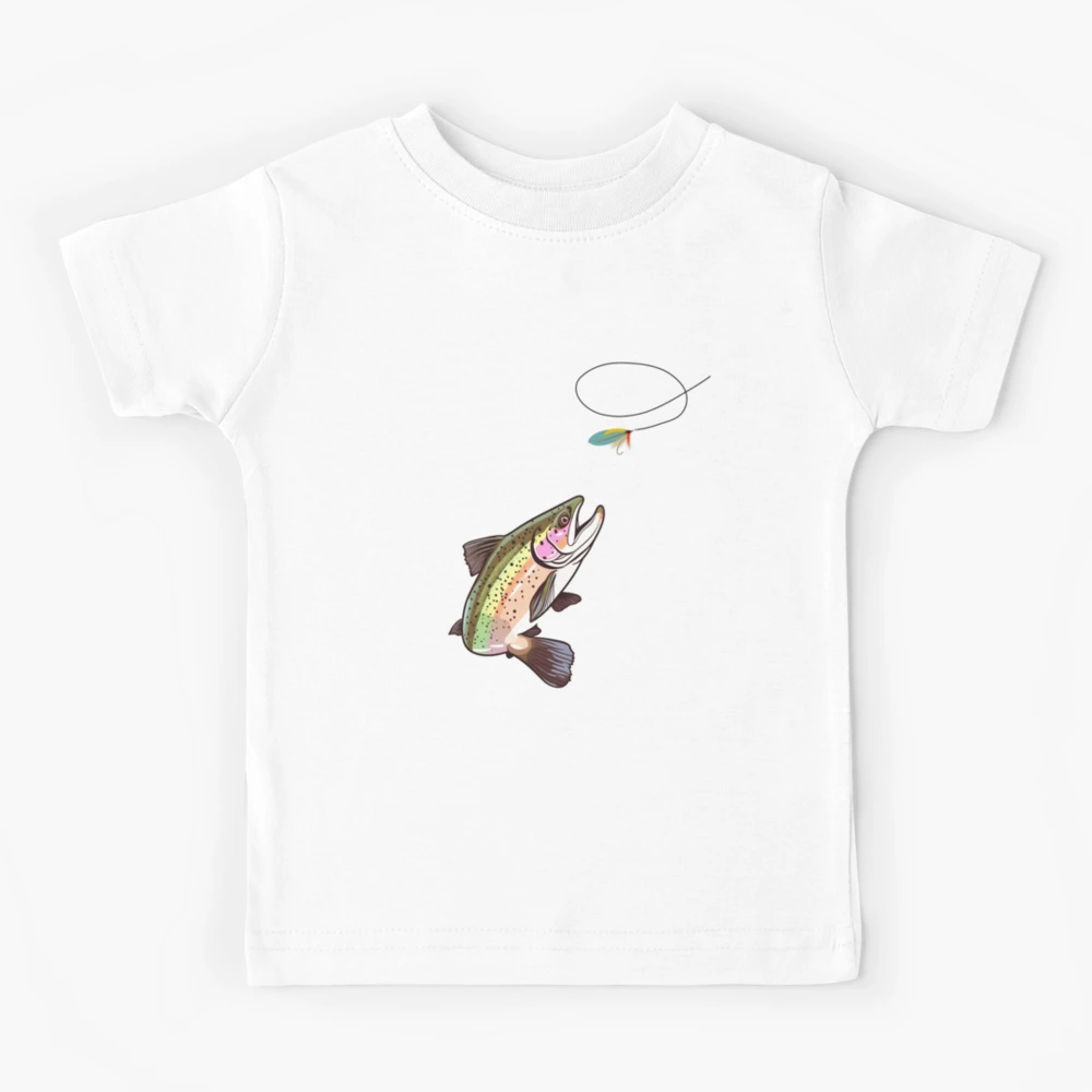 Trout Fly Fishing - Trout Biting a Fly Lure Adventure Kids T-Shirt for  Sale by Cedinho