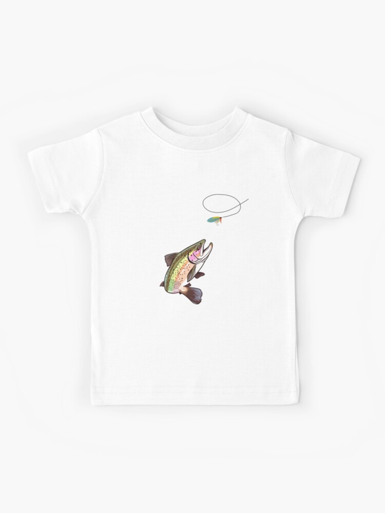 Trout Fly Fishing - Trout Biting a Fly Lure Adventure | Kids T-Shirt