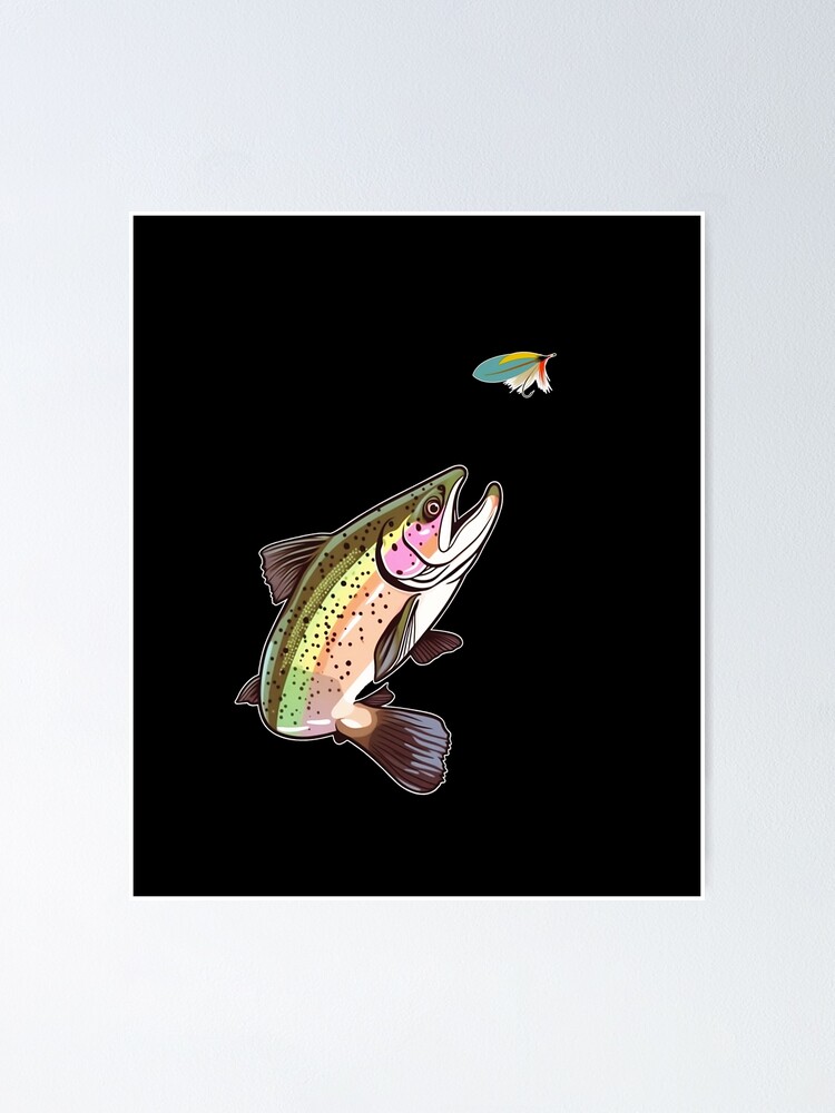 Trout Fly Fishing - Trout Biting a Fly Lure Adventures Sticker for Sale by  Cedinho