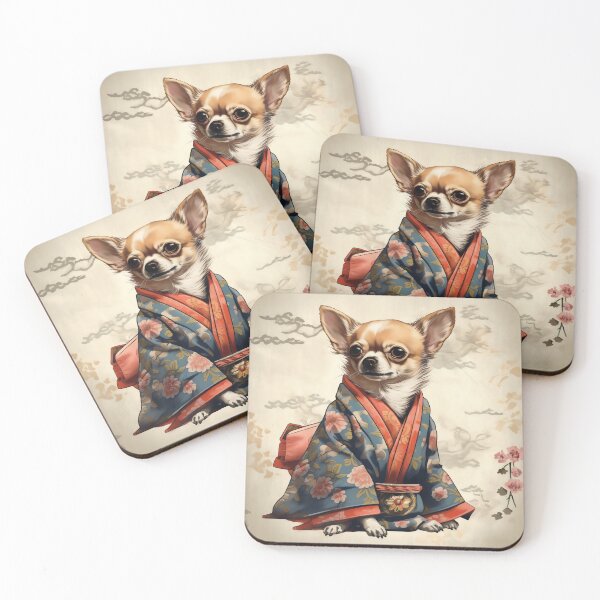 Item preview, Cute Chihuahua Dog In Japanese Kimono Robe Illustration designed and sold by ImaginariumTees.