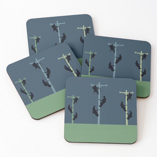 Item preview, Lineman Working Silhouette, Journeyman Electricians On Utility Pole  designed and sold by TheTradesStore.