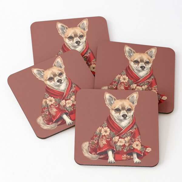 Item preview, Cute Chihuahua Dog In Japanese Kimono Robe Illustration designed and sold by ImaginariumTees.