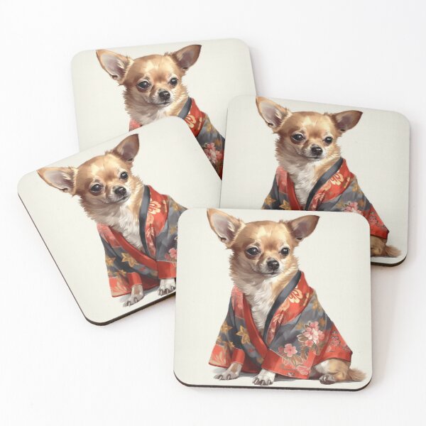 Item preview, Cute Chihuahua Dog In Japanese Kimono Robe Illustration designed and sold by ImaginariumTees.
