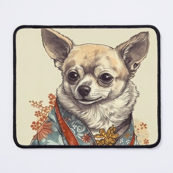 Item preview, Cute Chihuahua Dog In Japanese Kimono Robe Illustration designed and sold by ImaginariumTees.