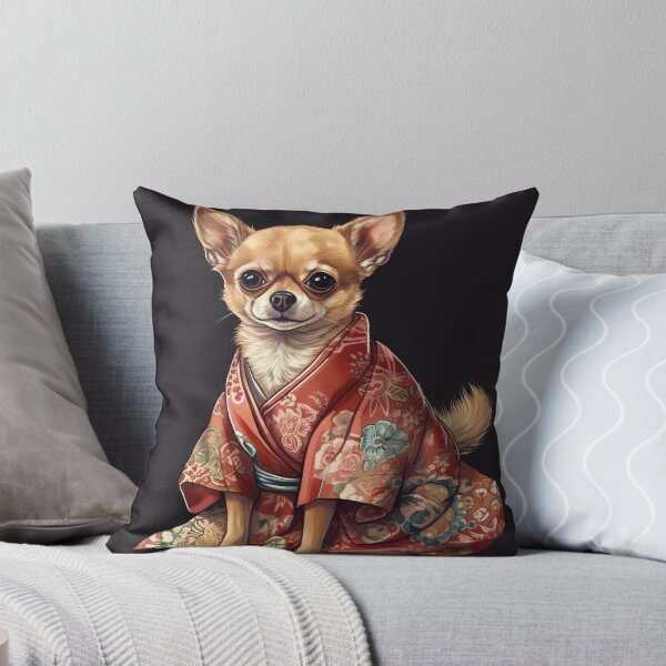 Item preview,  Cute Chihuahua Dog In Japanese Kimono Robe Illustration designed and sold by ImaginariumTees.