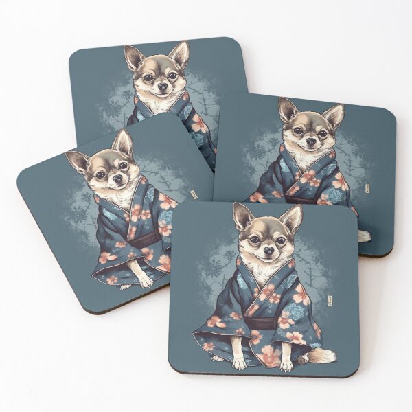 Item preview,  Cute Chihuahua Dog In Japanese Kimono Robe Illustration designed and sold by ImaginariumTees.