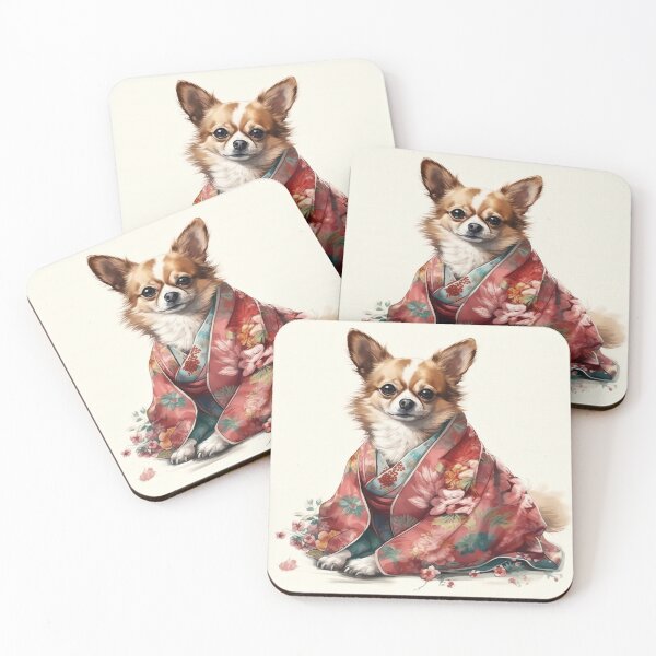 Item preview, Chihuahua Dog In Japanese Kimono Robe Illustration designed and sold by ImaginariumTees.