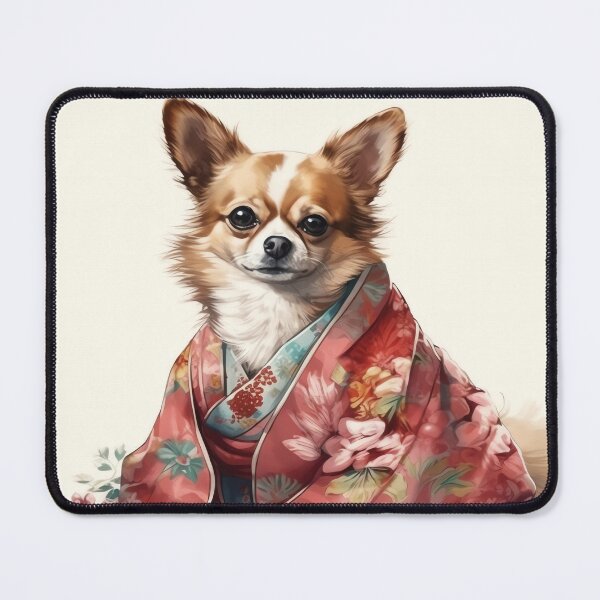 Item preview, Chihuahua Dog In Japanese Kimono Robe Illustration designed and sold by ImaginariumTees.