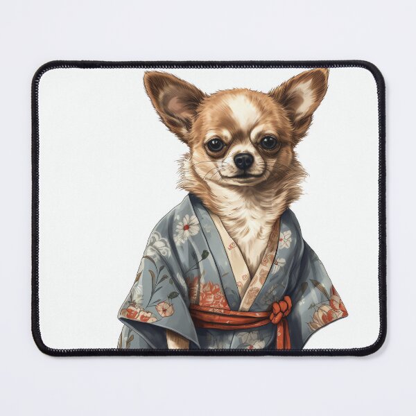 Item preview, Chihuahua Dog In Japanese Kimono Robe Illustration designed and sold by ImaginariumTees.