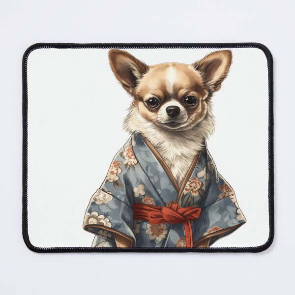 Item preview, Chihuahua Dog In Japanese Kimono Robe Illustration designed and sold by ImaginariumTees.