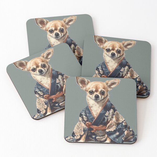 Item preview, Chihuahua Dog In Japanese Kimono Robe Illustration designed and sold by ImaginariumTees.