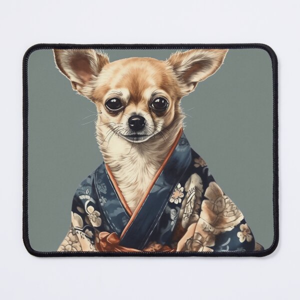 Item preview, Chihuahua Dog In Japanese Kimono Robe Illustration designed and sold by ImaginariumTees.