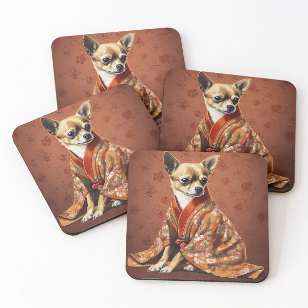 Item preview, Chihuahua Dog In Japanese Kimono Robe Illustration designed and sold by ImaginariumTees.