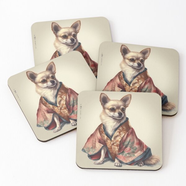 Item preview,  Chihuahua Dog In Japanese Kimono Robe Illustration designed and sold by ImaginariumTees.