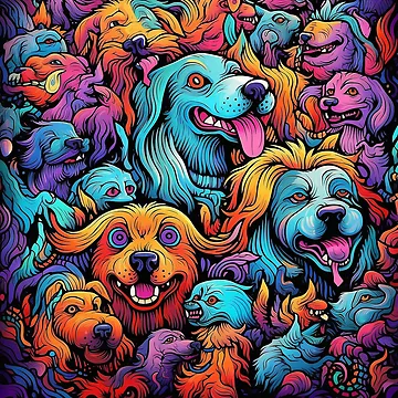 Artwork thumbnail, Abstract Graffiti Dogs Pattern by Desfix
