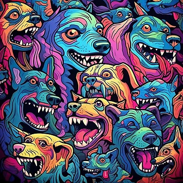 Artwork thumbnail, Abstract Graffiti Angry Dogs Pattern by Desfix