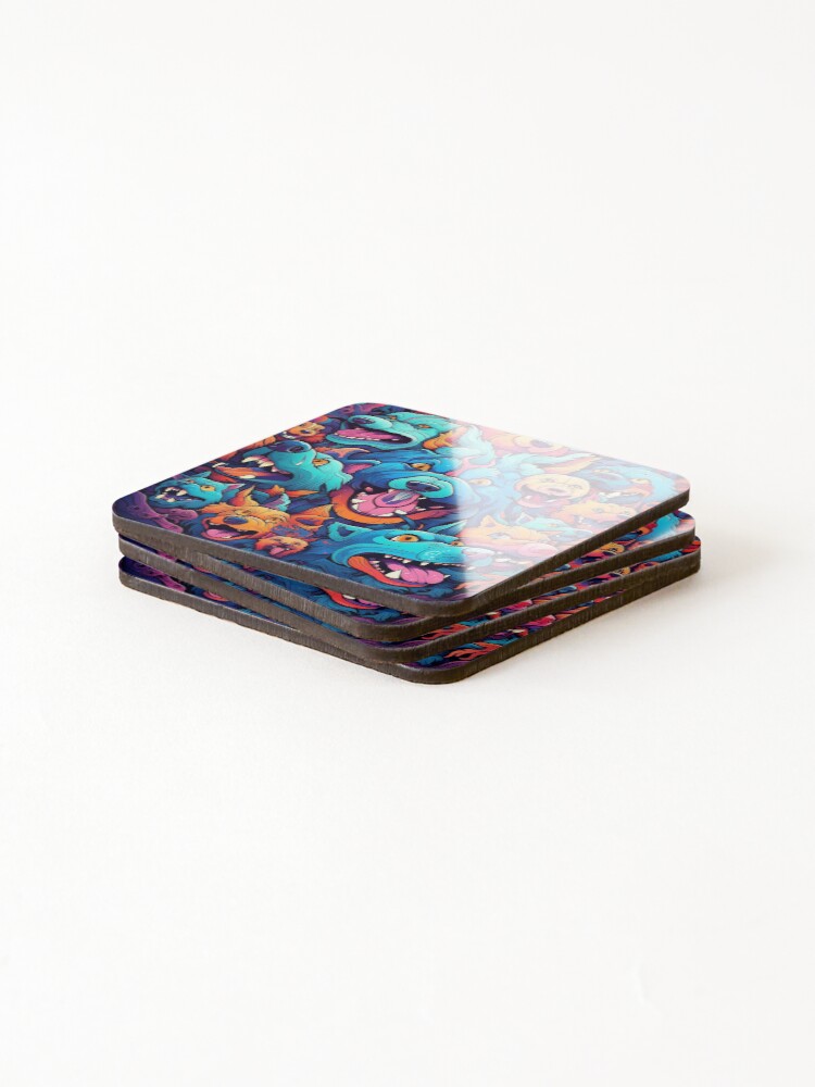 Thumbnail 4 of 5, Coasters (Set of 4), Abstract Graffiti Dogs Pattern designed and sold by Desfix.