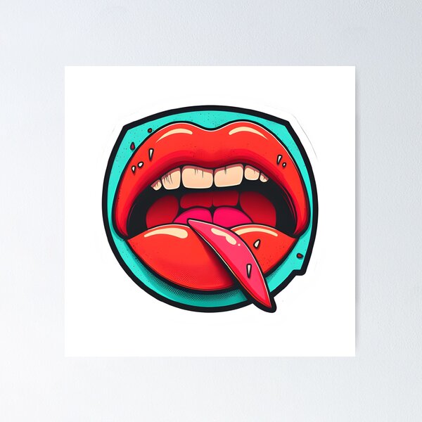 Lips of Urban Art: Graffiti Style Red Lipstick Drip Poster for