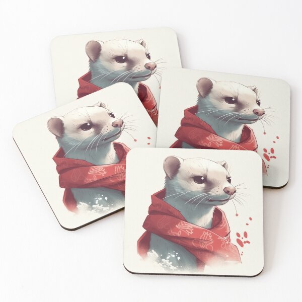 Item preview, Cute Weasel Wearing Scarf Illustration designed and sold by ImaginariumTees.