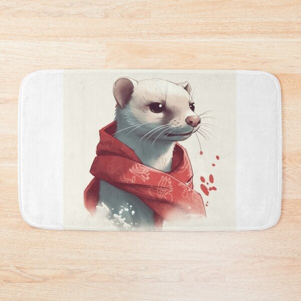 Item preview, Cute Weasel Wearing Scarf Illustration designed and sold by ImaginariumTees.