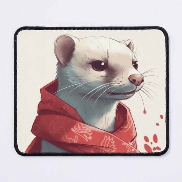 Item preview, Cute Weasel Wearing Scarf Illustration designed and sold by ImaginariumTees.