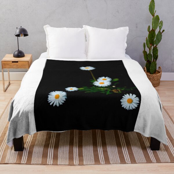 Item preview, White chamomiles on black background designed and sold by olena2552.