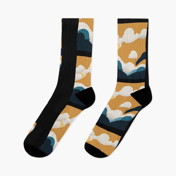 Item preview, Clouds in orange sky | geometric clouds designed and sold by Phoenix-Textile.