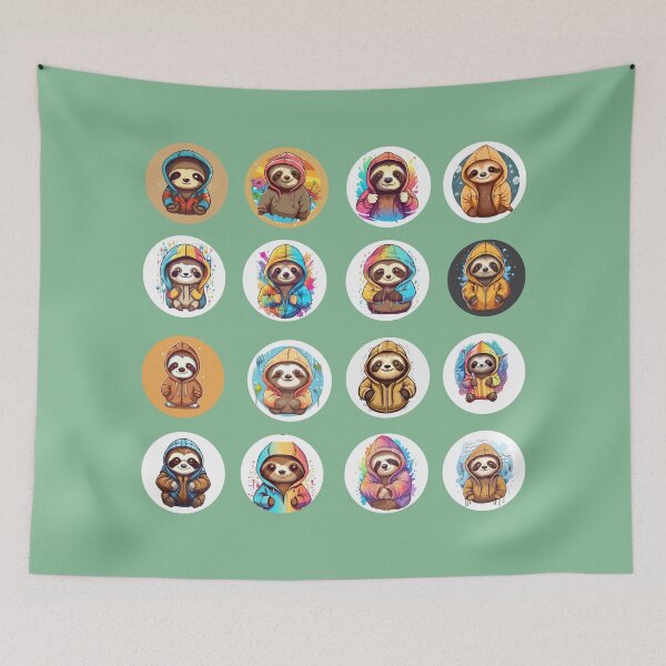Item preview, Cute Sloths with Cool Hoodies **Choose Large Stickers Pack or Magnets!** designed and sold by AdiRemba.
