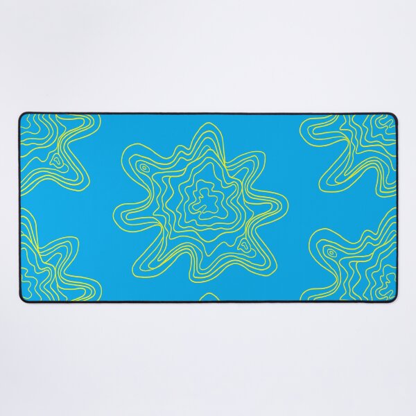 Item preview, Trippy Topographic Wavy Contour Fluid Line Art Yellow on Blue designed and sold by Ciara Shortall.