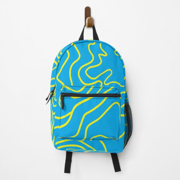 Item preview, Trippy Topographic Wavy Contour Fluid Line Art Yellow on Blue designed and sold by Ciara Shortall.