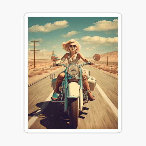 Blond Biker on the Highway Sticker