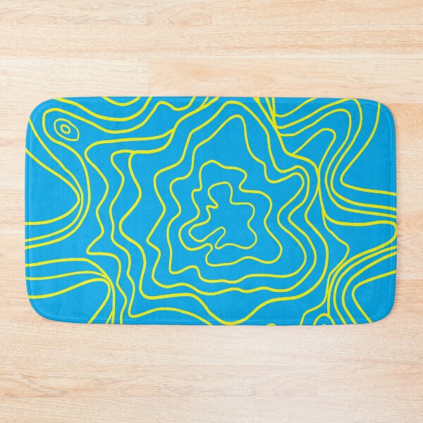 Item preview, Trippy Topographic Wavy Contour Fluid Line Art Yellow on Blue designed and sold by Ciara Shortall.