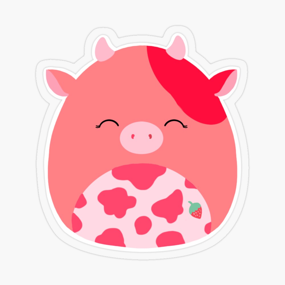 Strawberry Spotted Pink Cow Squish Sticker for Sale by BellsArtStudio