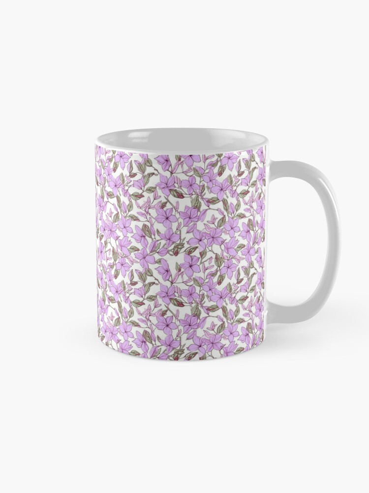 Discover Pink Lilac Pattern on a White Background 1 Coffee Mug