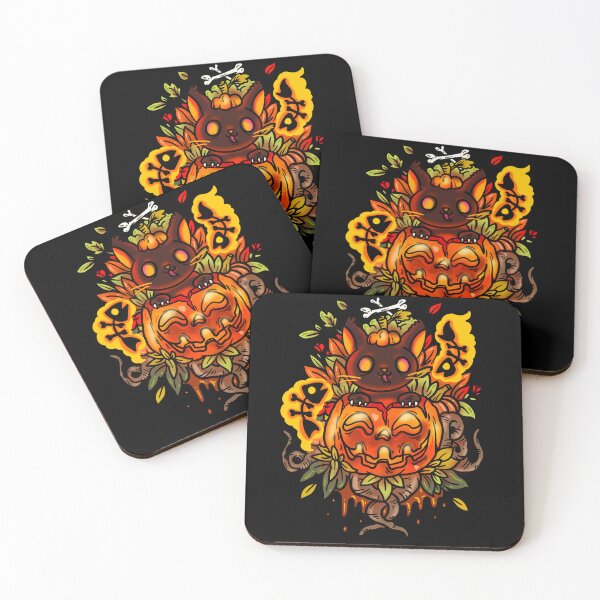 Item preview, Cat from spooky Halloween pumpkin with ghosts designed and sold by LuminOrb.
