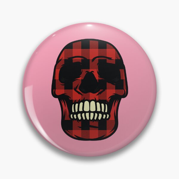 Item preview, Red buffalo plaid gingham check on a skull  designed and sold by Donutlovers.