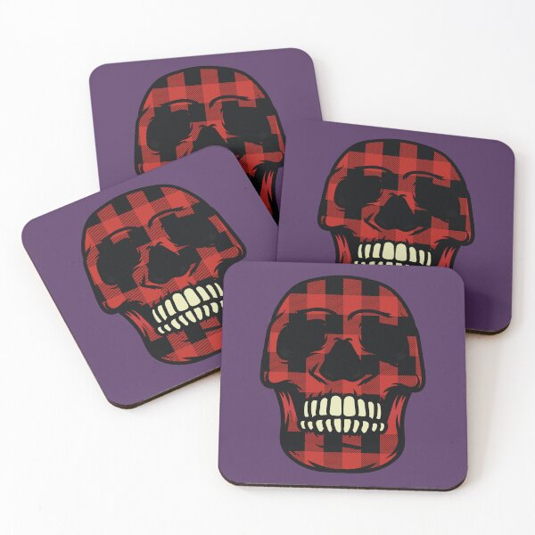Item preview, Red buffalo plaid gingham check on a skull  designed and sold by Donutlovers.