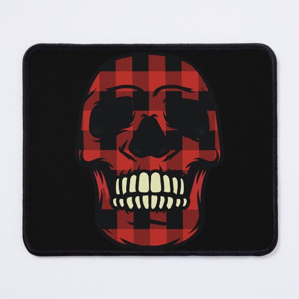 Item preview, Red buffalo plaid gingham check on a skull  designed and sold by Donutlovers.