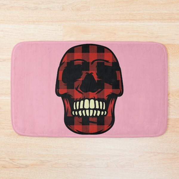 Item preview, Red buffalo plaid gingham check on a skull  designed and sold by Donutlovers.
