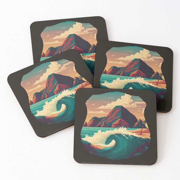 Item preview, Hawaii, Ocean, beach, volcano amazing landscape illustration designed and sold by Brewyart Creative Design.