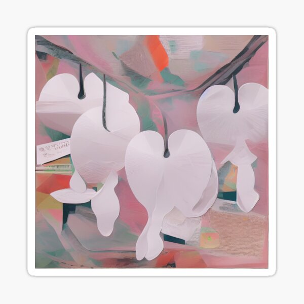 White Bleeding Hearts Sticker