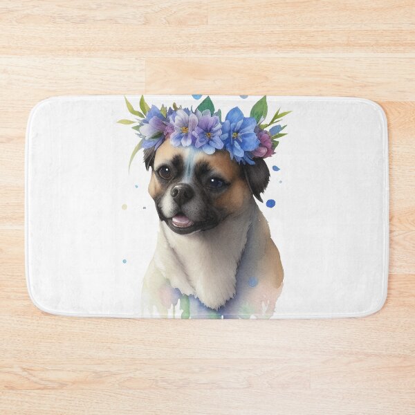 Item preview, Mops with flower wreath designed and sold by Harmonysens.
